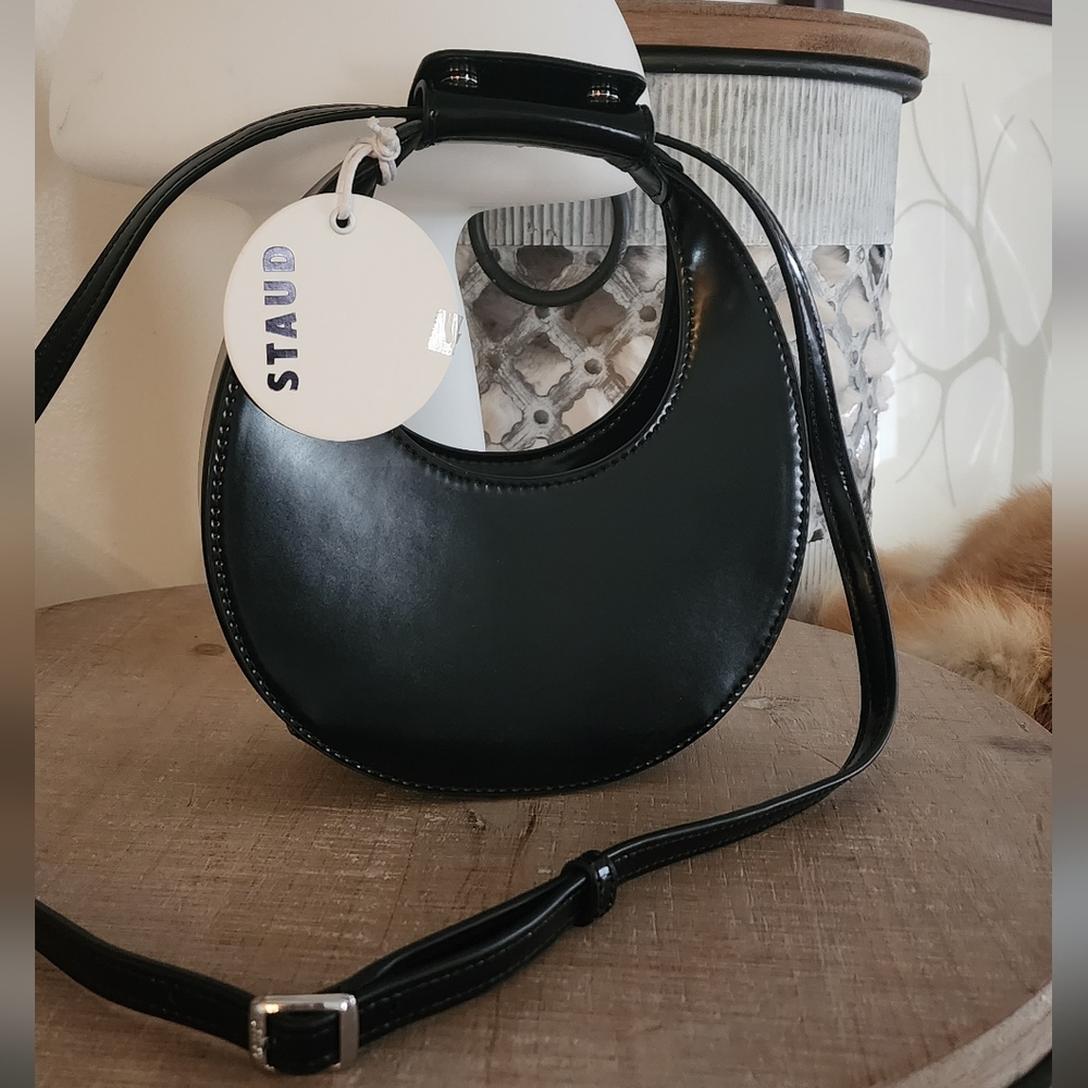Staud Mini Moon Bag (Black)